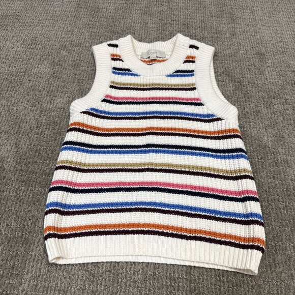 Loft Sweater Multicolor Striped Sleeveless Women’s Size XS - Picture 1 of 11